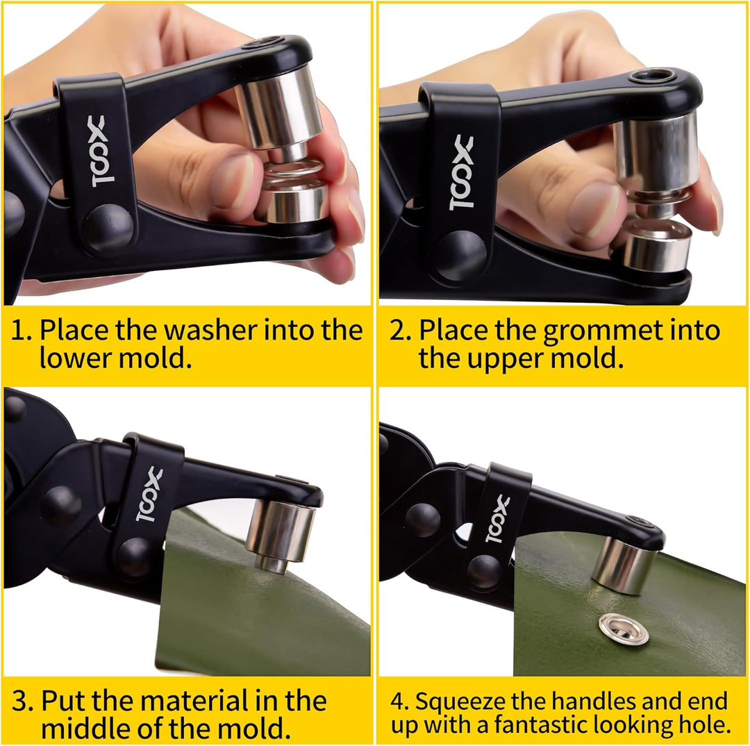 XOOL Ösenwerkzeug-Set, 200 Stück 10mm Ösen, Lederhandwerk Lochwerkzeug, Banner-Hersteller für Leinwa