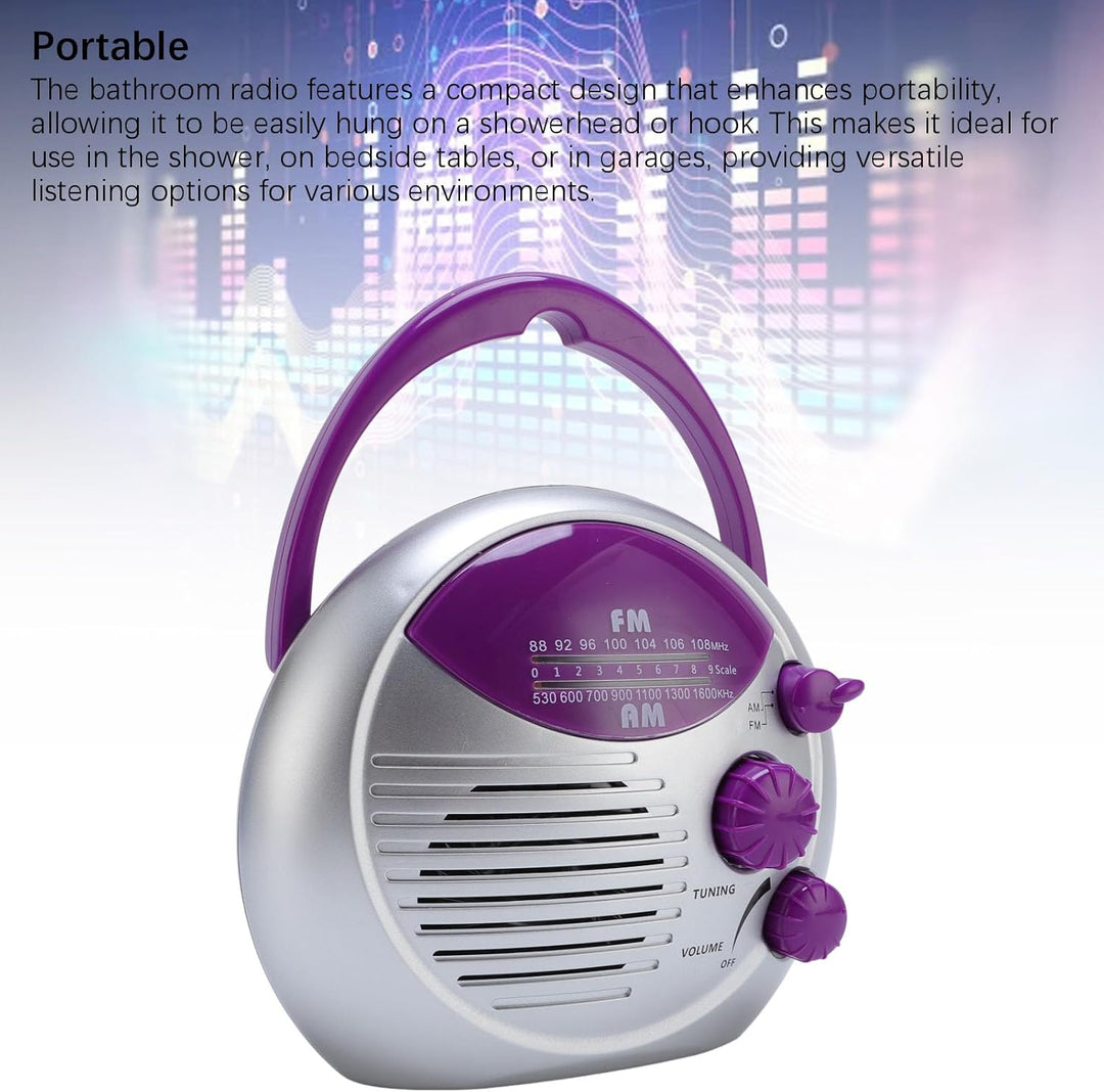 IPX4 Water Proof Duschfunk, AM FM Tragbares Radio mit Klarem Sound, für Badezimmer, Küche, Outdoor,
