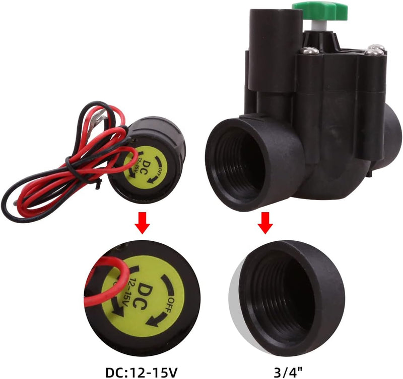 Aqualin 12-15V 3/4 Zoll DC Magnetventil Bewässerungsventil Geeignet für Automatischer Bewässerungsco