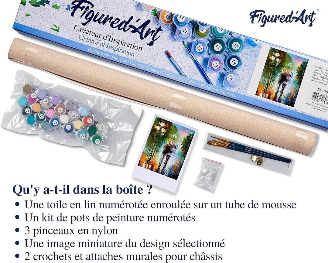 Figured'Art Malen Nach Zahlen Erwachsene Romantischer Regen - Paint by Numbers Basteln DIY Bastelset