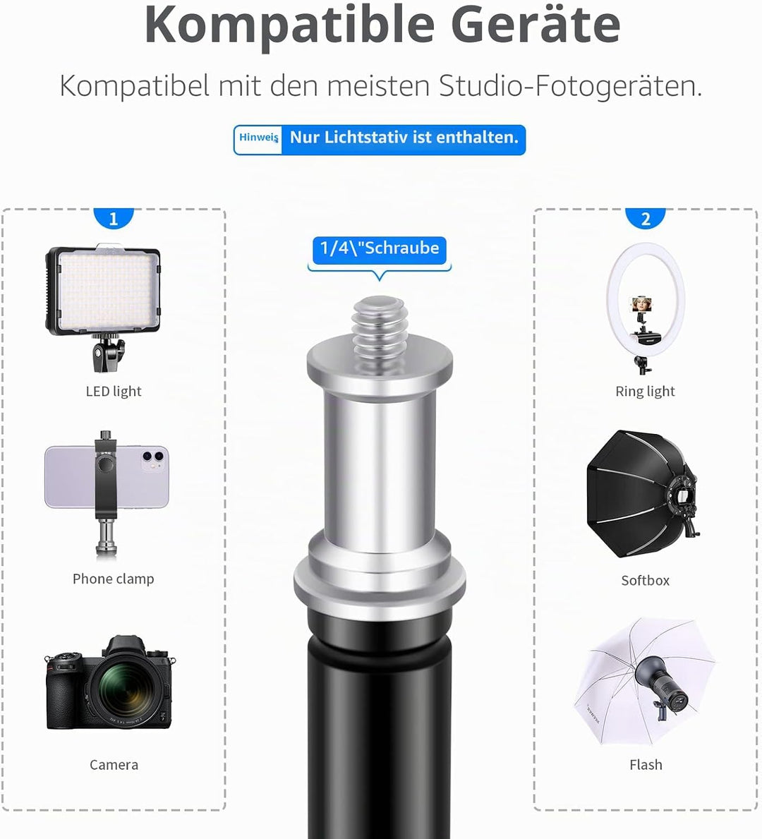 Neewer 190cm Beleuchtung Unterstützung Fotografie für Reflektor, Softbox, Licht, Regenschirm und Hin