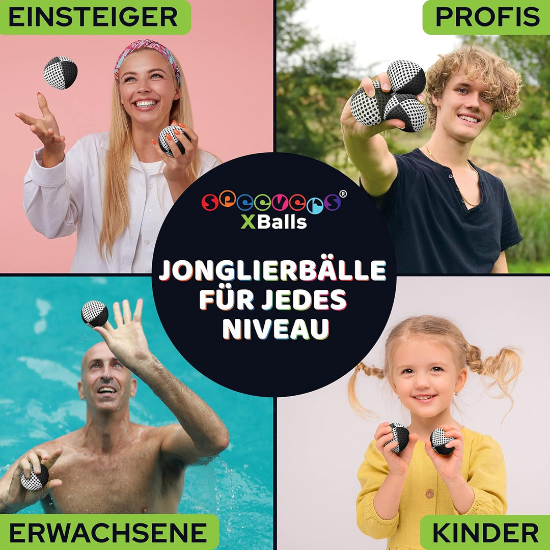 speevers XBalls Hohe Qualität Jonglierbälle Kinder Anfänger und Profi 3er Set, Jonglieren in 15 Farb
