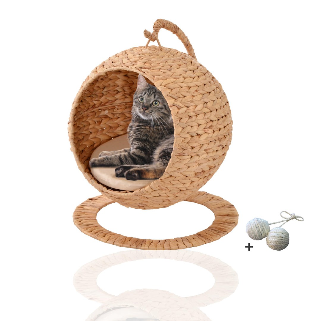 Rohrschneider runder Hängesessel für Katzen | Katzen Hängematte als Katzenbett | besonderes Katzenbe