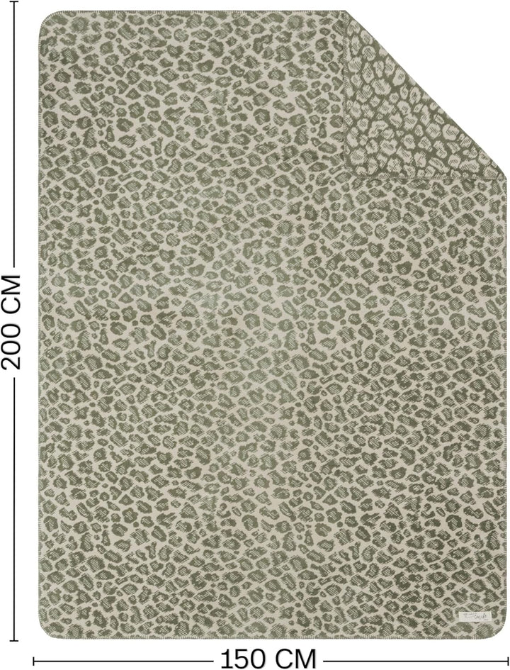 s.Oliver Leo Decke 150x200 cm - Baumwollmix, Made in Germany, warm & waschbar, Kuscheldecke Leoparde