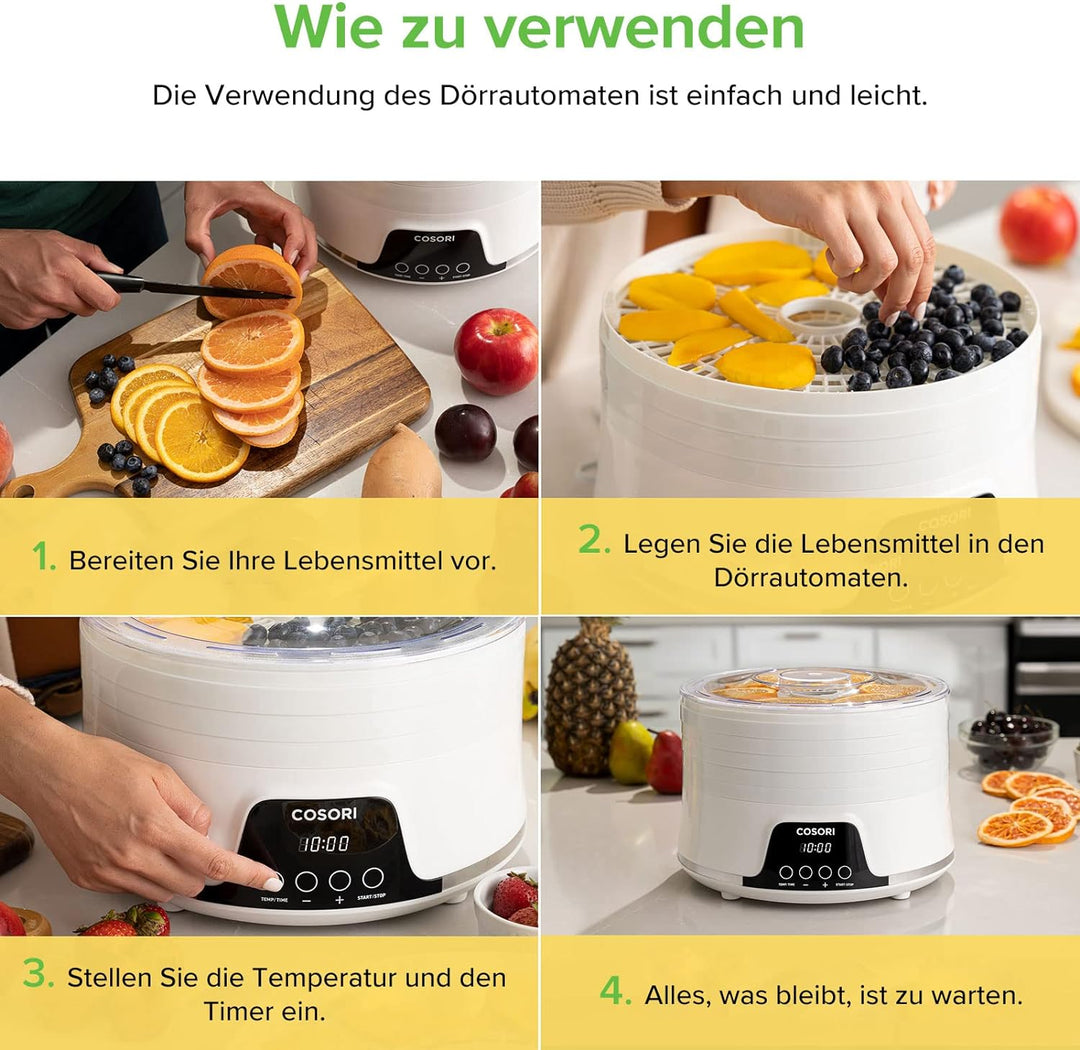 COSORI Dörrautomat für mehr Möglichkeiten, Food Dehydrator mit 5 stapelbaren und herausnehmbaren Tab