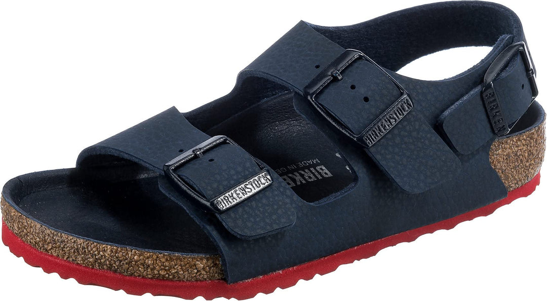 BIRKENSTOCK Jungen Milano Sandale 27 EU Schmal Blau Rot, 27 EU Schmal Blau Rot