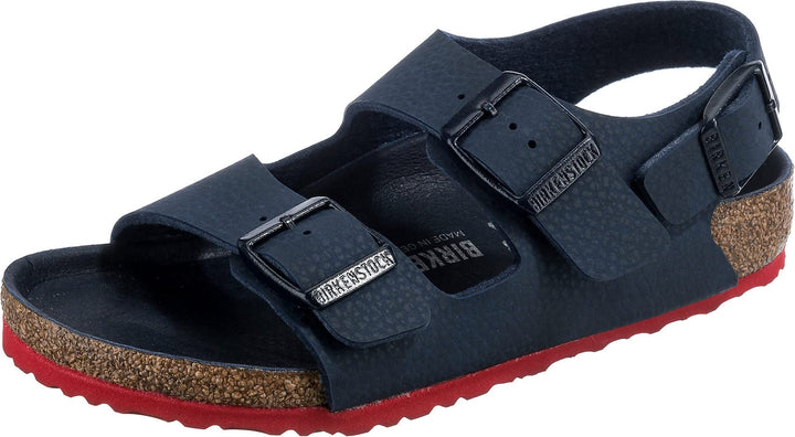 BIRKENSTOCK Jungen Milano Sandale 27 EU Schmal Blau Rot, 27 EU Schmal Blau Rot