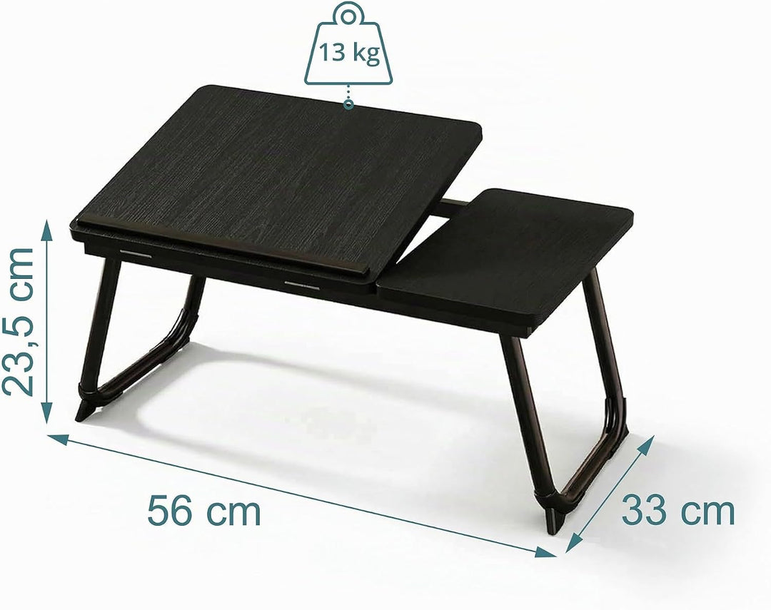 Relaxdays Laptoptisch für Bett &amp; Couch, klappbarer Betttisch, Holzoptik, höhenverstellbar, Betttable