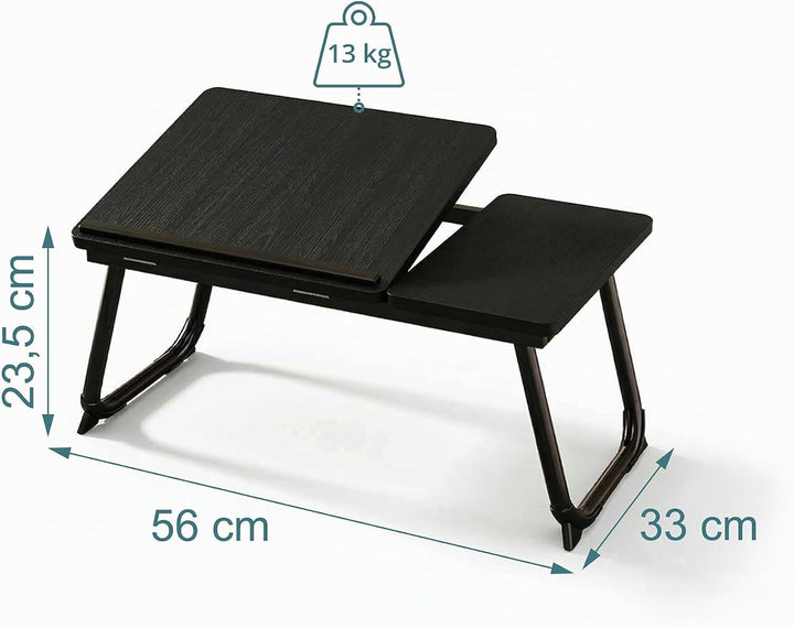 Relaxdays Laptoptisch für Bett &amp; Couch, klappbarer Betttisch, Holzoptik, höhenverstellbar, Betttable