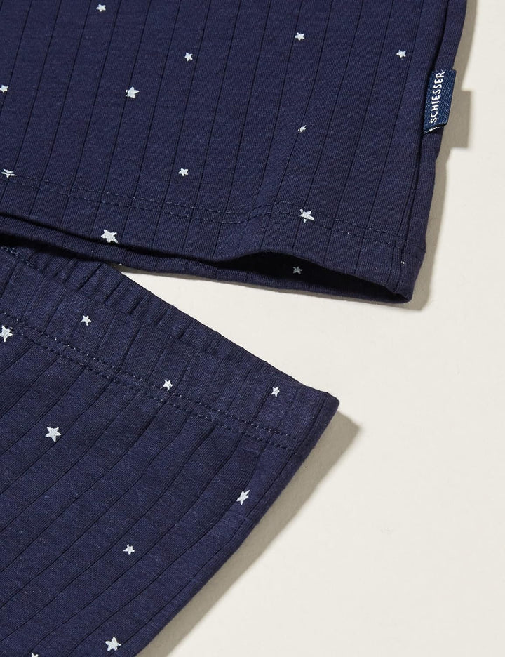 Schiesser Jungen Schlafanzug lang ohne Bündchen Baumwolle - Gr. 140 bis 176 92 Dunkelblau (Blau), 92