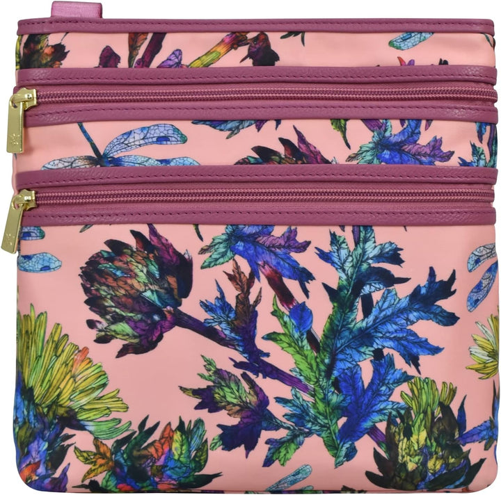 Anuschka Crossbody Tasche mit Einsteckfach - Wanderlust Kollektion - Nylonstoff mit Leder Trim und K