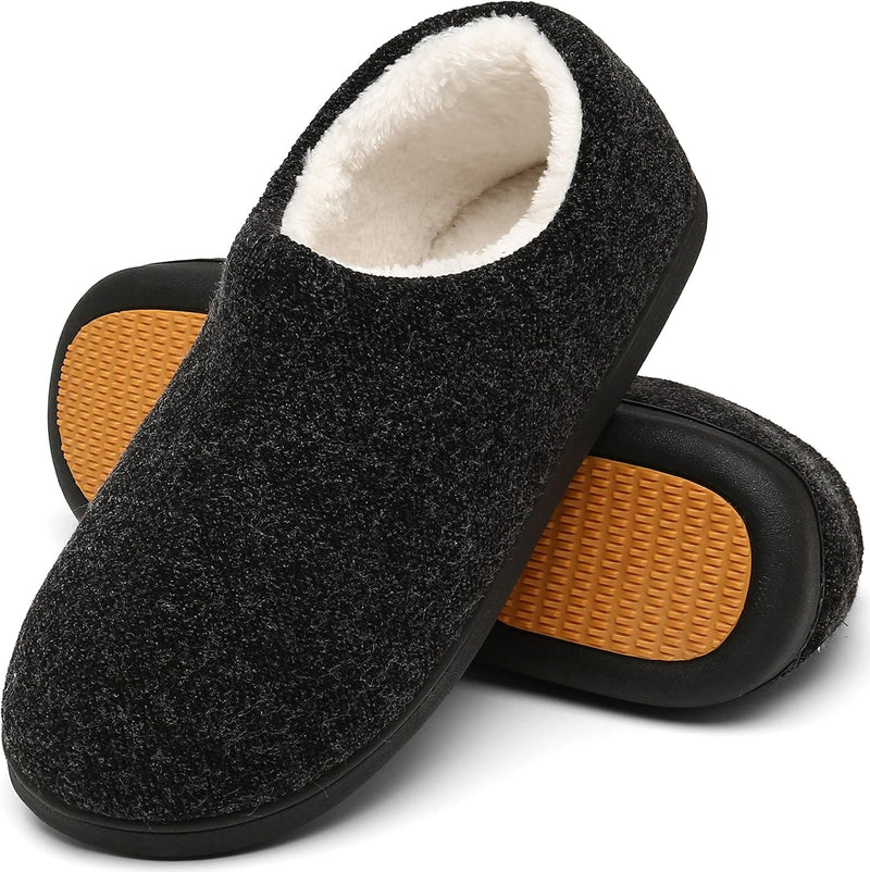 Mishansha Herren Winter Warme Hausschuhe Memory Foam Plüsch Pantoffeln,Gr.39-48, Schwarz 44 EU