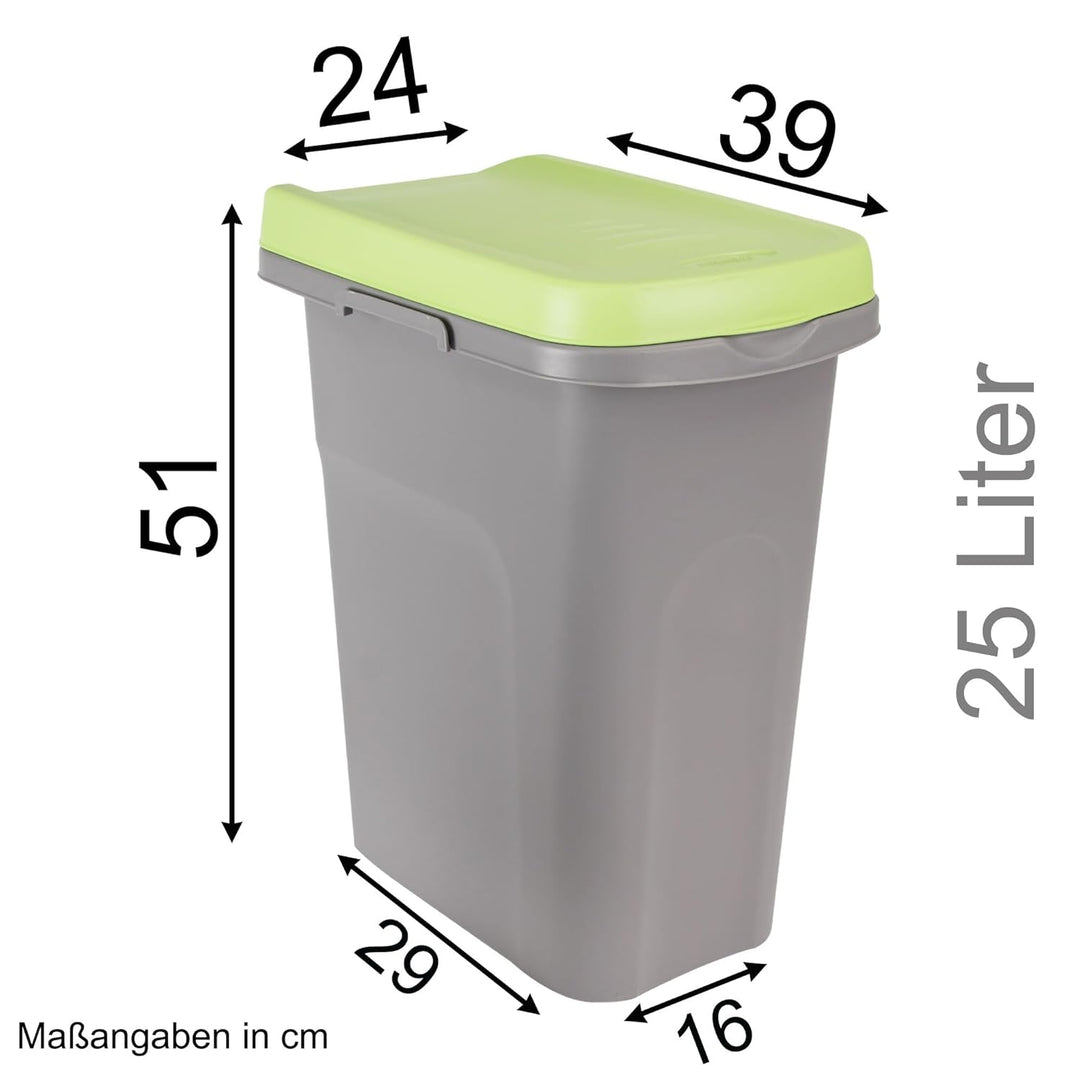 #11 Abfalleimer 7 Liter Grün 19x23x30,5cm - mit Gummidichtung im Deckel mit dem Henkel verschliessba