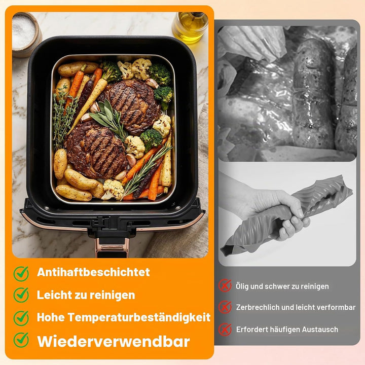 Airfryer Zubehör Set für Ninja Dual Zone &amp; FlexDrawer – 8-tlg. Heissluftfritteuse Zubehör für AF500E