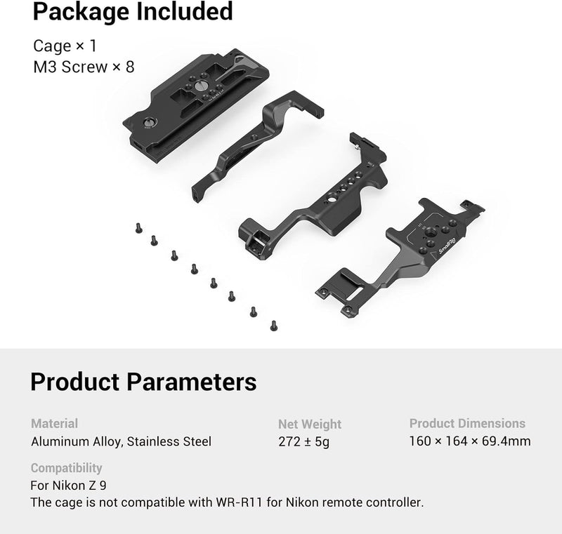 SMALLRIG Z 9 Kamera Käfig für Nikon Z 9, Aluminiumlegierung Kamera Videokäfig Film Film Käfig mit Sc