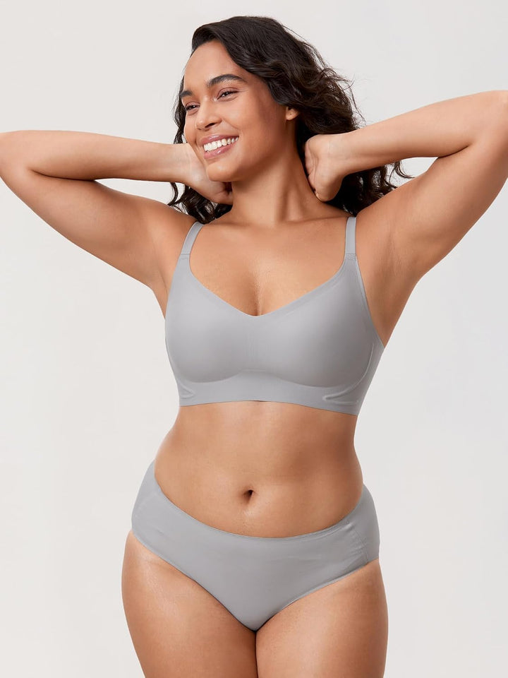 MELIWOO Damen Nahtloser BH ohne Bügel Invisible Gepolstert Entlastungs Bralette 70E Quantengrau, 70E