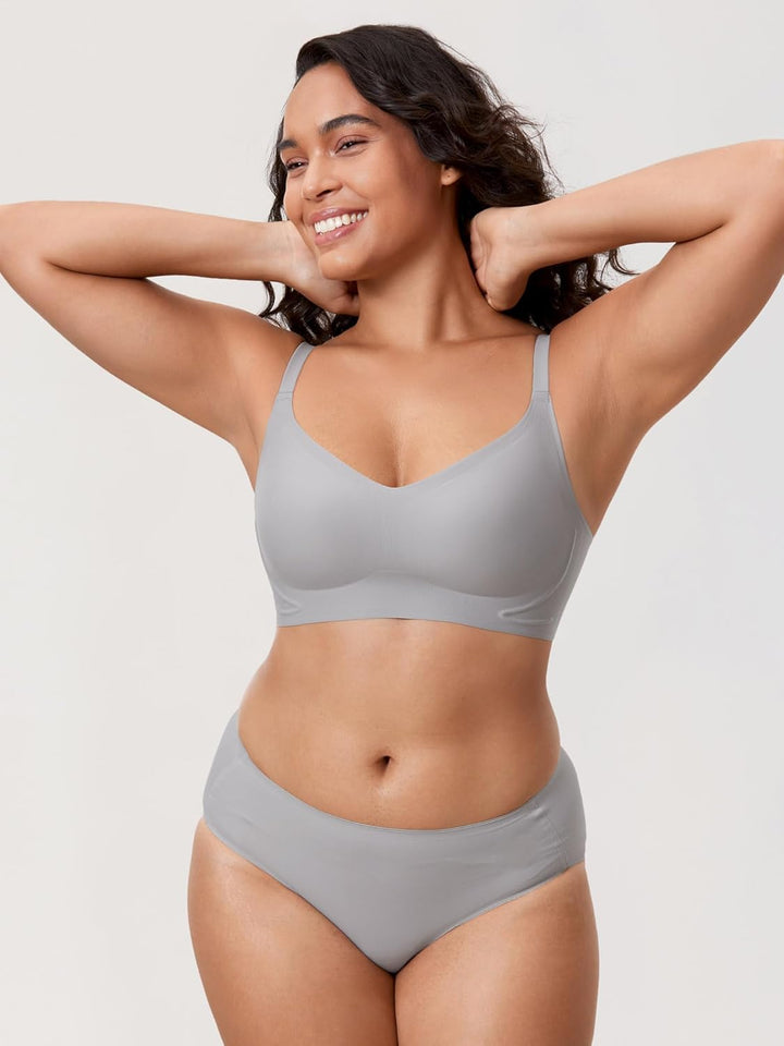 MELIWOO Damen Nahtloser BH ohne Bügel Invisible Gepolstert Entlastungs Bralette 70E Quantengrau, 70E