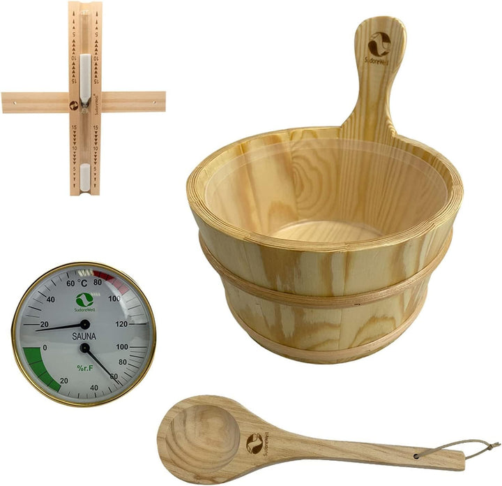 Sauna Zubehör Set Premium 4.0 Saunaset 6-teilig aus Kiefernholz