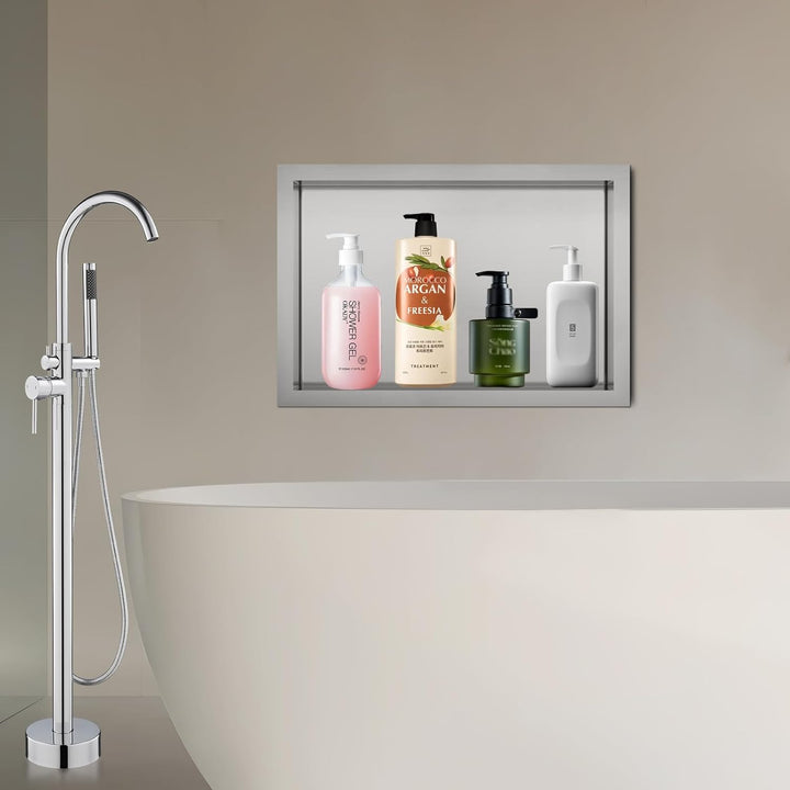 ROVOGO 45 x 30 x 10 cm Wandnische Dusche Edelstahl 304, Eingebettete Duschnische Einzelregal Lagerun