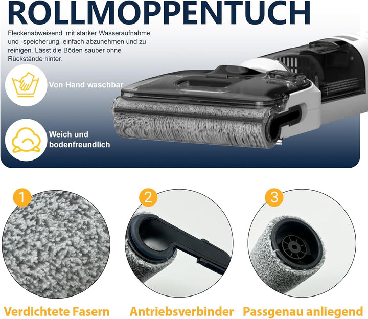 3 Bürstenrolle und 3 Filter Zubehör für Tineco Floor One Stretch S6/ S6 stretch lite/Switch S6 Stret
