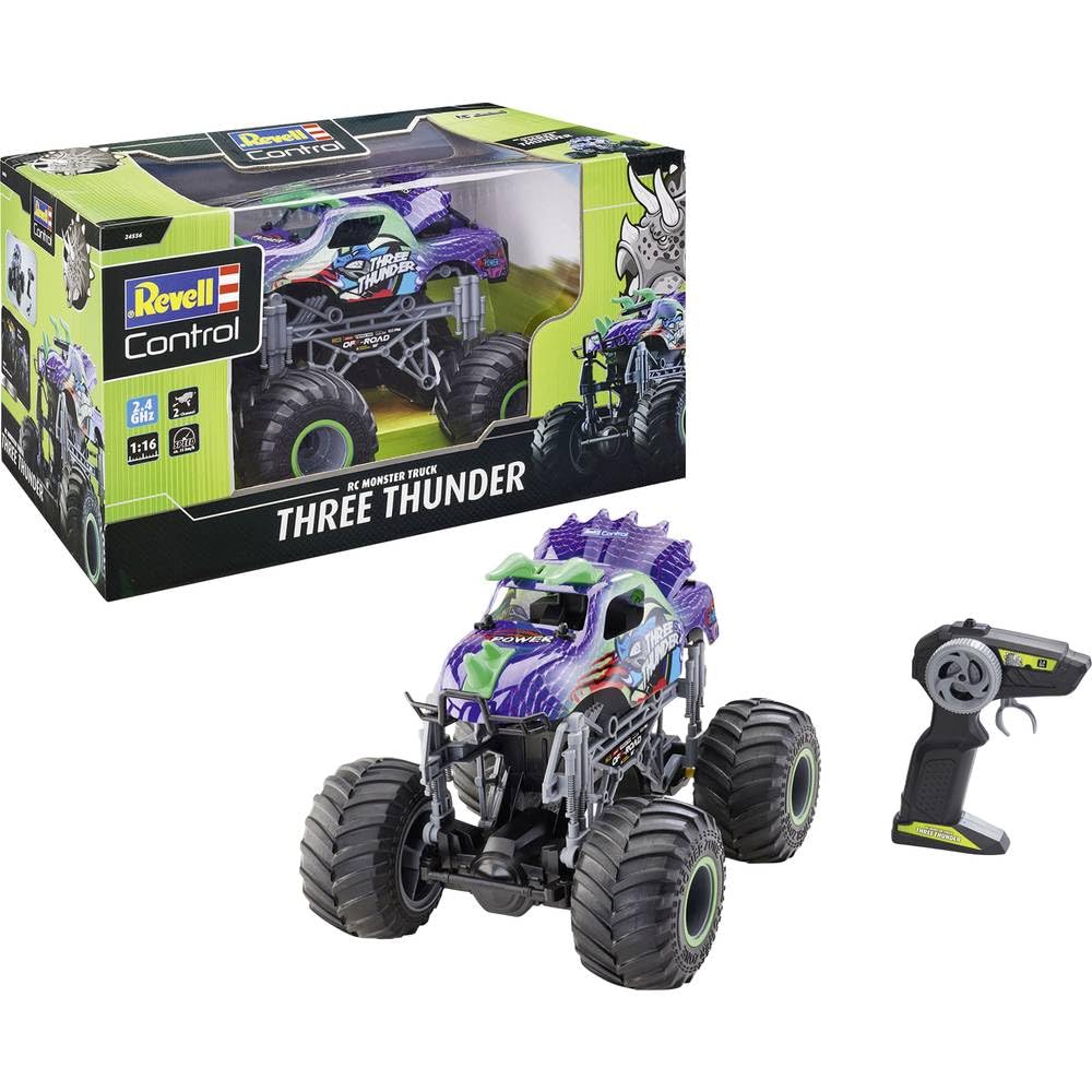Revell Control Dino Truck I Ferngesteuerter MonsterTruck im Dino-Design I Mit LED-Beleuchtung und in