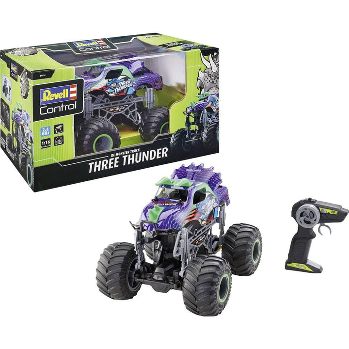 Revell Control Dino Truck I Ferngesteuerter MonsterTruck im Dino-Design I Mit LED-Beleuchtung und in