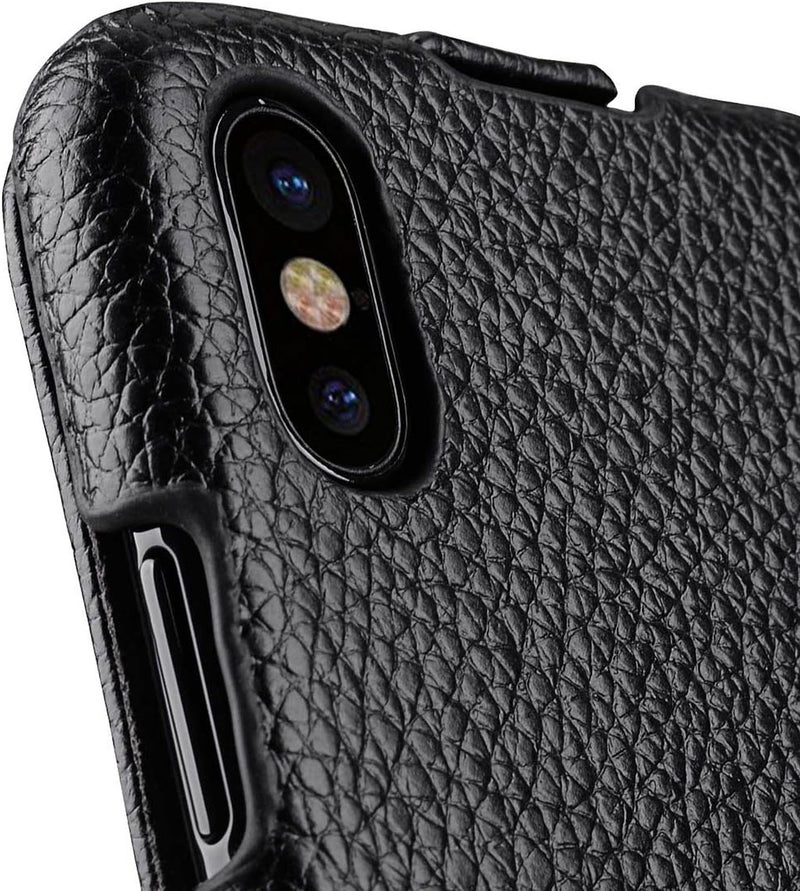 Edle Tasche für Apple iPhone XS und iPhone X / Case Aussenseite aus beschichtetem Leder / Schutz-Hül