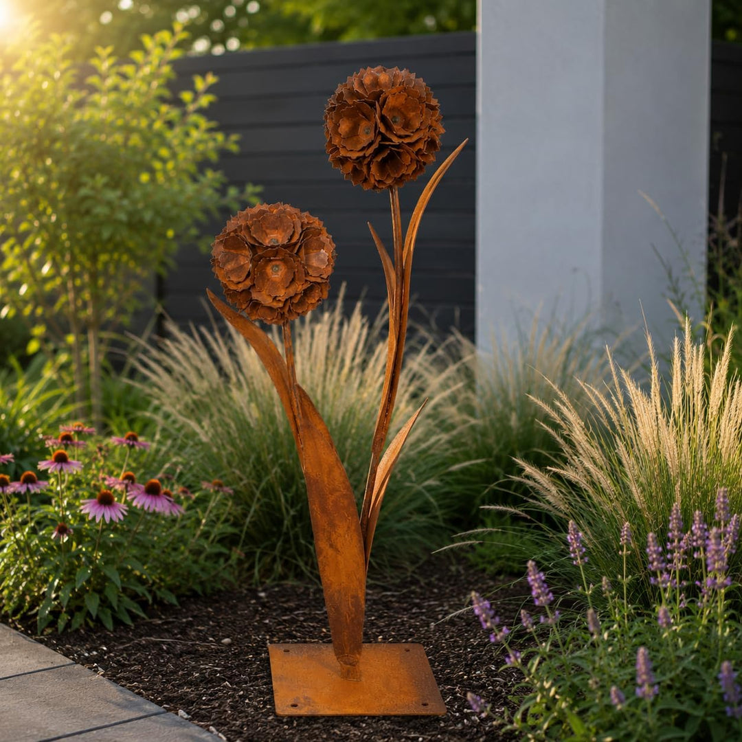 Terma Rost 3D Pusteblume XXL 120cm Höhe Pusteblume Gartendeko rost Gartenfigur gross Metallfigur Gar