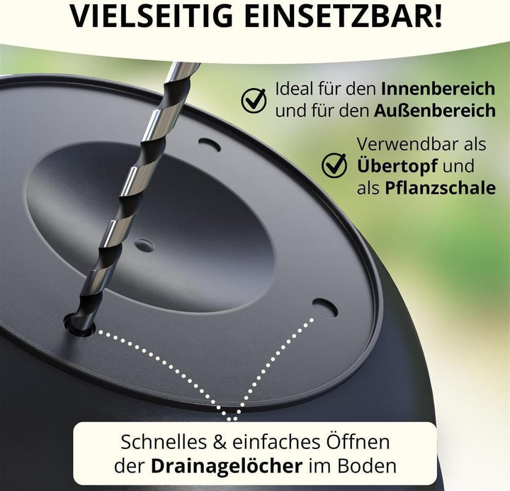 Pflanzschale mit Untersetzer im 3er Set in Anthrazit 40 cm Durchmesser grosse runde Blumenschalen au