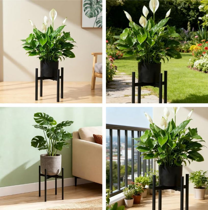 Blumenständer Metall Verstellbar Pflanzenständer, Blumenhocker Schwarz Verstellbare Blumentopf Ständ