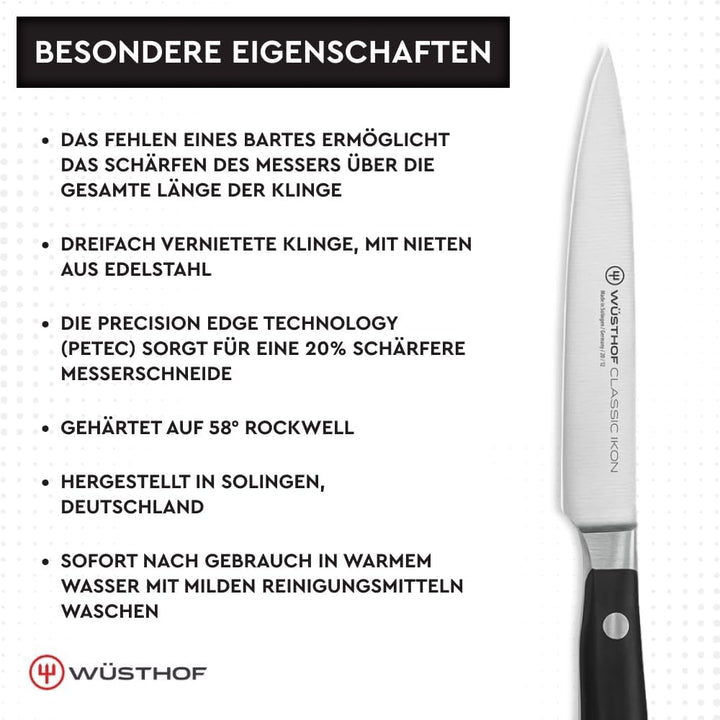 WÜSTHOF Classic Ikon Gemüsemesser 12 cm, Schwarz Schwarz 12