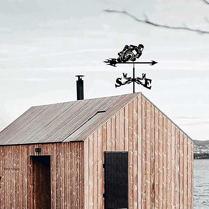 CYXZX Edelstahl Motorrad Form Wetterfahne Kreative Racing Windfahne Windrichtungsanzeiger für Garten