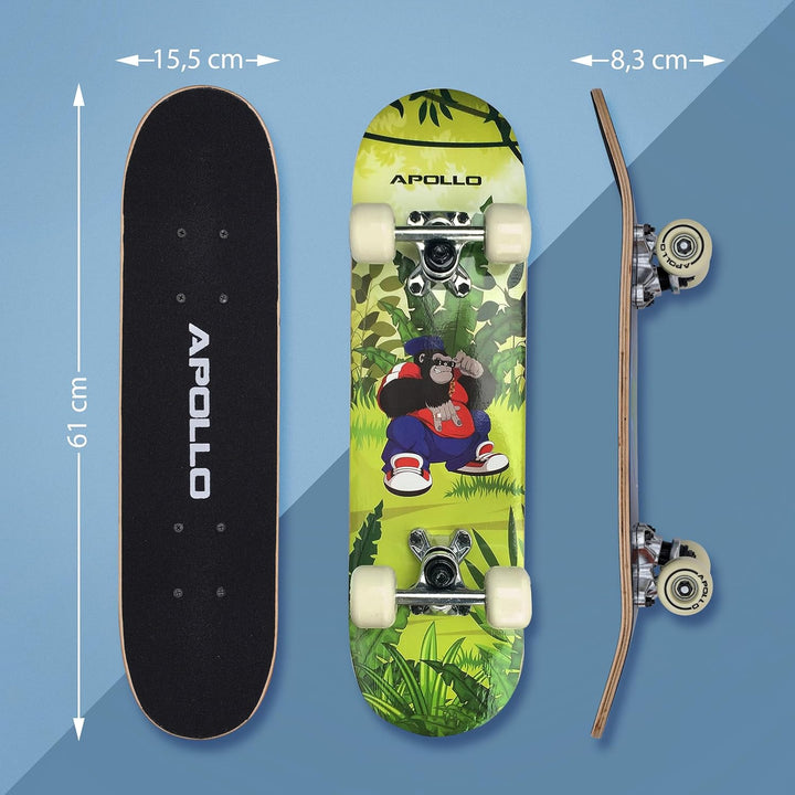 Apollo Kinder Skateboard, | kleines Komplett Board mit ABEC 3 Kugellagern und Aluminium Achsen | Coo