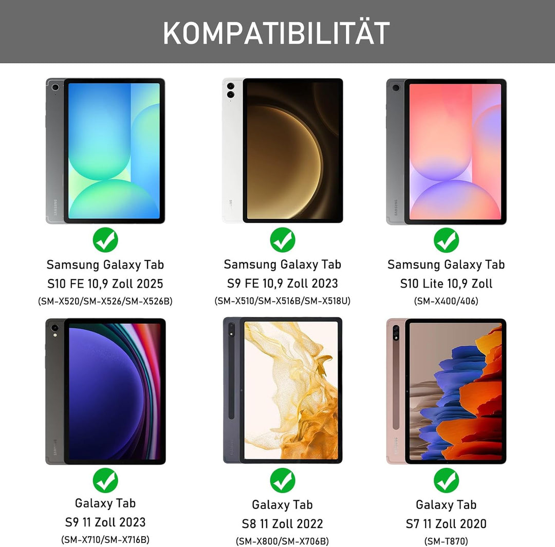 Hofsos Hülle mit Tastatur für Samsung Galaxy Tab S10 FE/S9 FE 10.9 Zoll/S9/S8/S7 11 Zoll - QWERTZ La