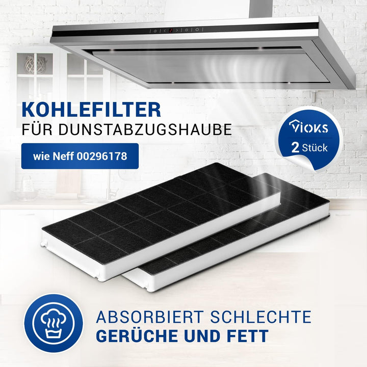 VIOKS Filter Dunstabzugshaube Zuschneidbar 430x175mm SET 2x Ersatz für Neff Dunstabzugshaube Filter