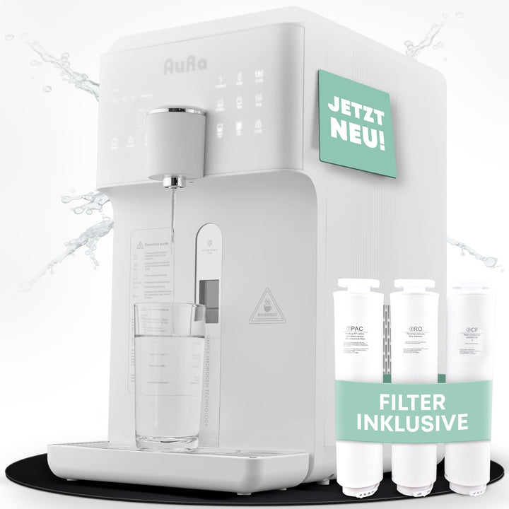 AuRa Osmoseanlage Trinkwasser [Ohne Tank] - Platzsparender Wasserfilter für reines Wasser, Heisswass