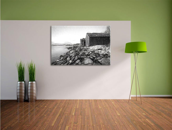 Pixxprint Küste der norwegischen See Tromso als Leinwandbild/Grösse: 100x70 / Wandbild/Kunstdruck/fe