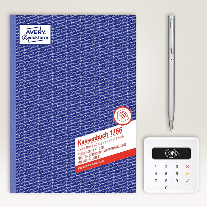 AVERY Zweckform 1756 Kassenbuch (A4, 2x40 Blatt, selbstdurchschreibend, nach Steuerschiene 300, EDV-