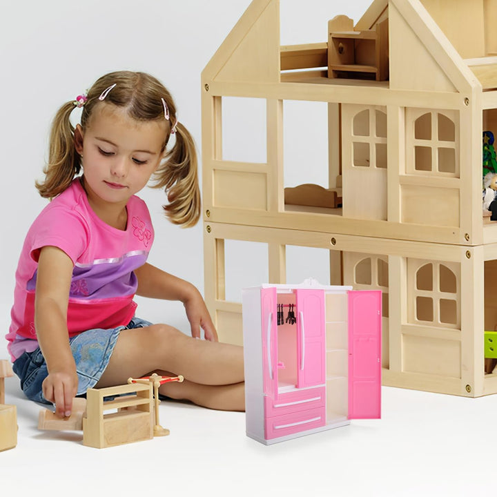 HEMOTON Puppen-Miniatur-kleiderschrank Mit Kleiderbügeln Für Spielzeug-kleideraufbewahrungsregal Für