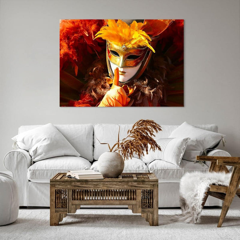 Bilder auf Leinwand 100x70cm Leinwandbild Venezianische Maske bunt Karneval Gross Wanddeko Bild Schl