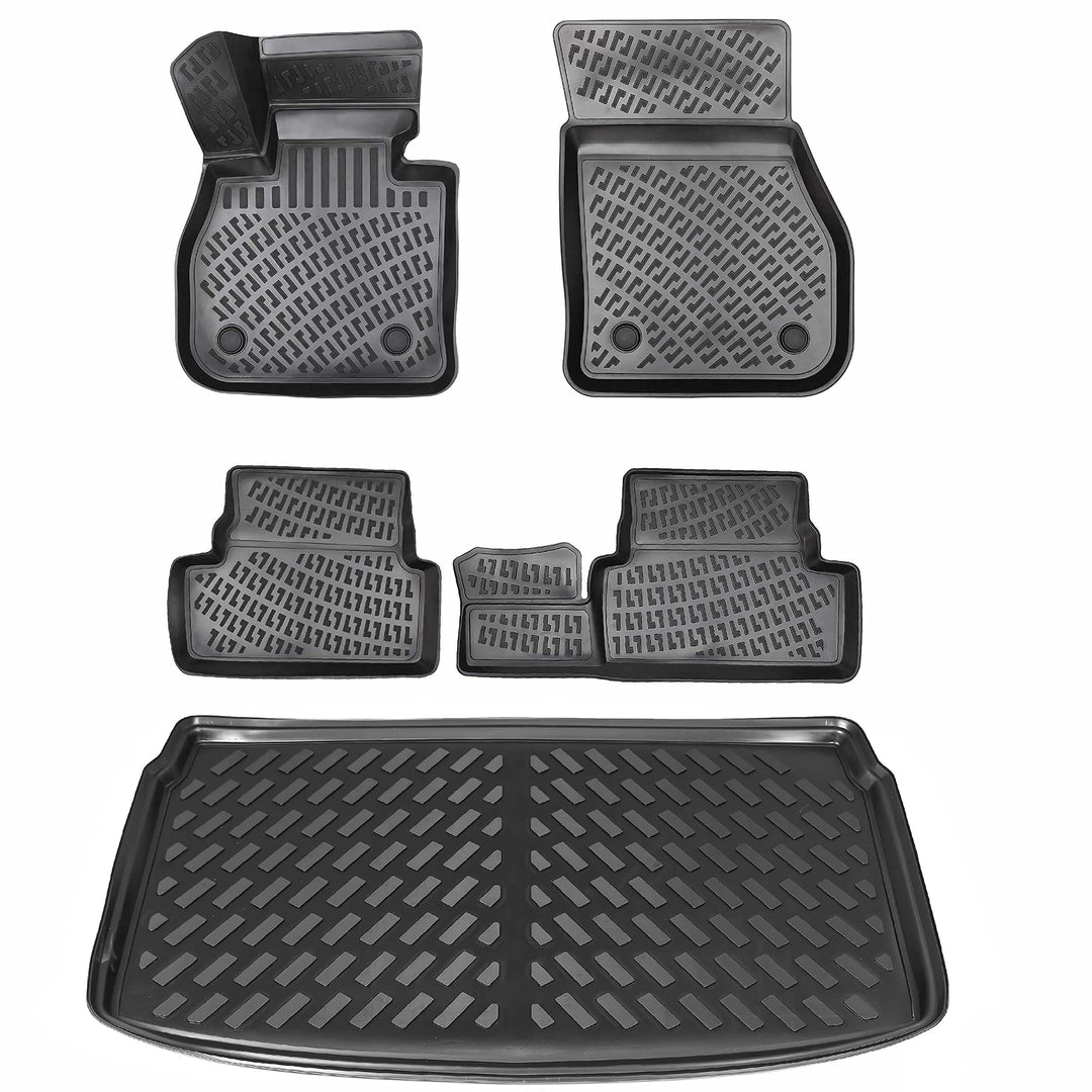 ELMASLINE 3D Gummimatten & Kofferraumwanne Set für VW Polo ab 2017 (oberer Ladeboden) | Antirutsch m
