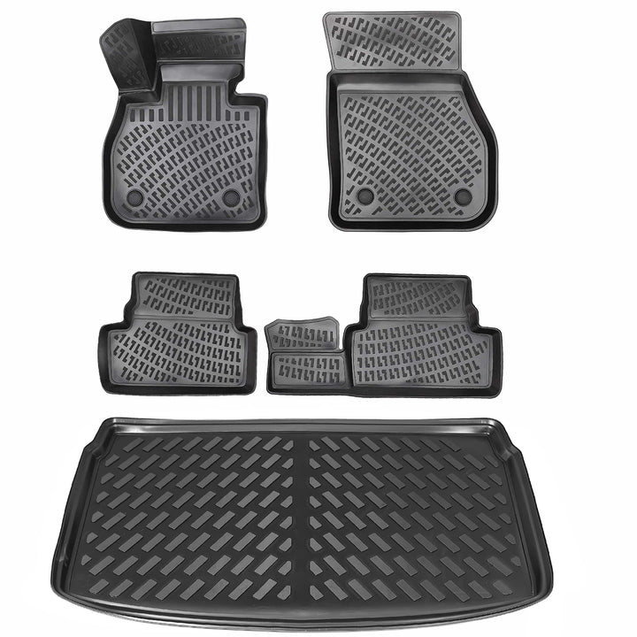 ELMASLINE 3D Gummimatten & Kofferraumwanne Set für VW Polo ab 2017 (oberer Ladeboden) | Antirutsch m