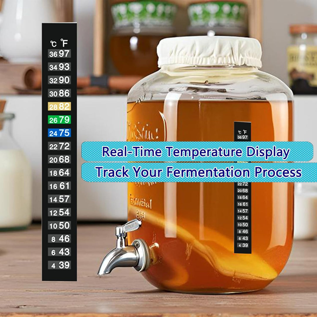 Kombucha Brauset mit 5,0L Glasfermenter & Hahn – Komplett-Set mit Edelstahl-Trichter, Tuch, Temperat
