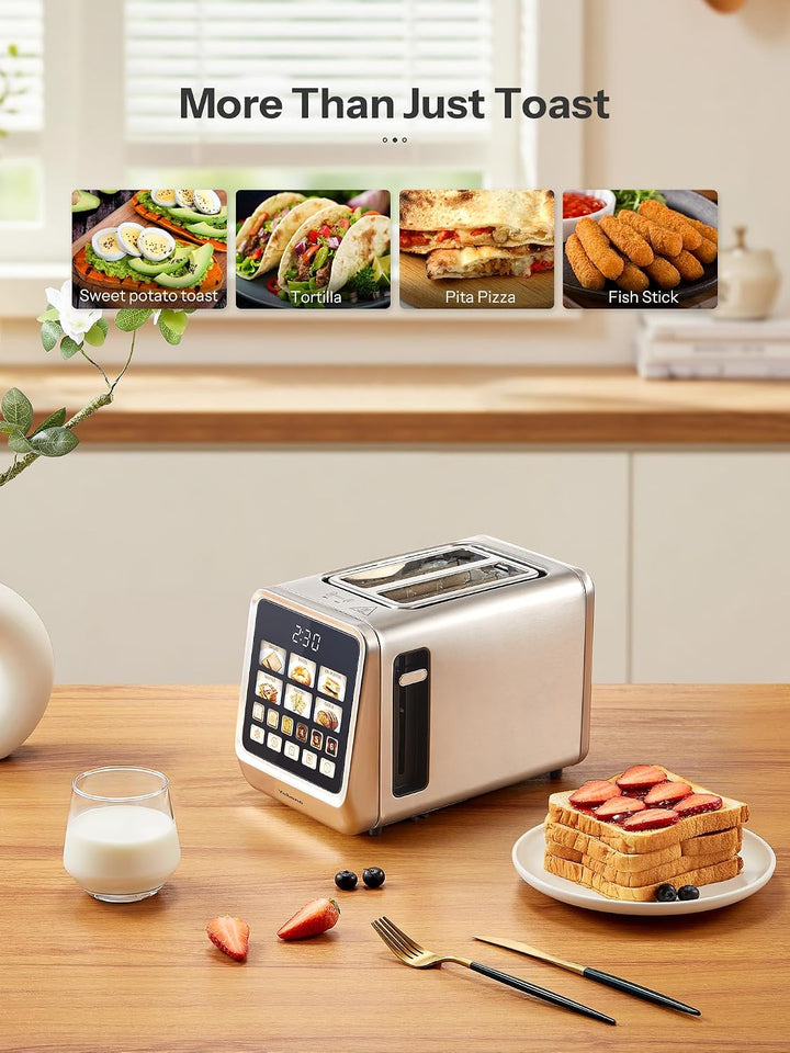 Yabano Toaster 2 Scheiben, Touchscreen Edelstahl Toaster mit LED Countdown