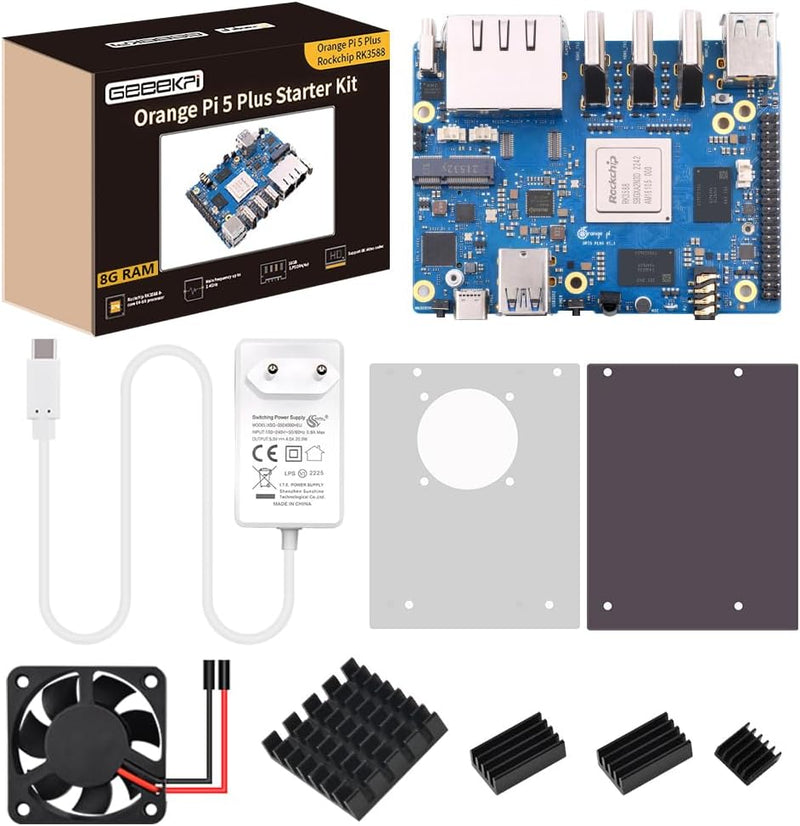 GeeekPi Orange Pi 5 Plus 8GB LPDDR4/4x Rockchip RK3588 8-Core 64-Bit Single Board Computer with eMMC