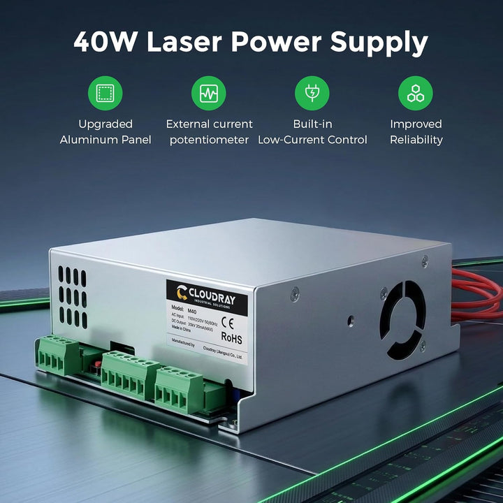 Cloudray 40W CO2 Laser Netzteil für CO2 Laserröhre, Laser Power Supply für CO2 Laser Gravur Maschine