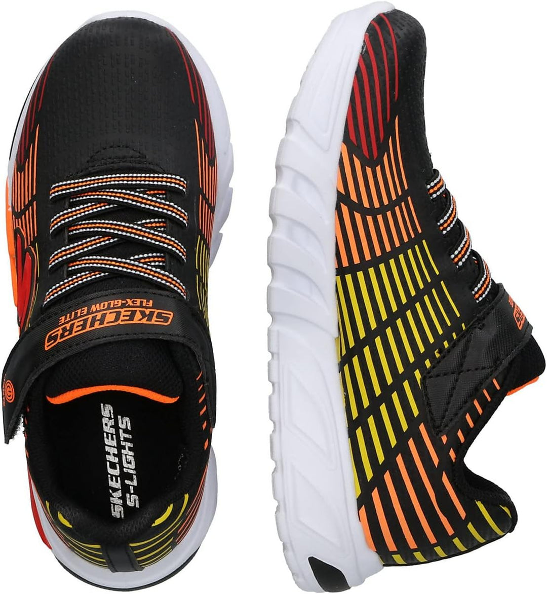 Skechers Herren Flex-Glow Elite Sneaker 21 EU Black Synthetic Trim Orange Yellow Trim, 21 EU Black S