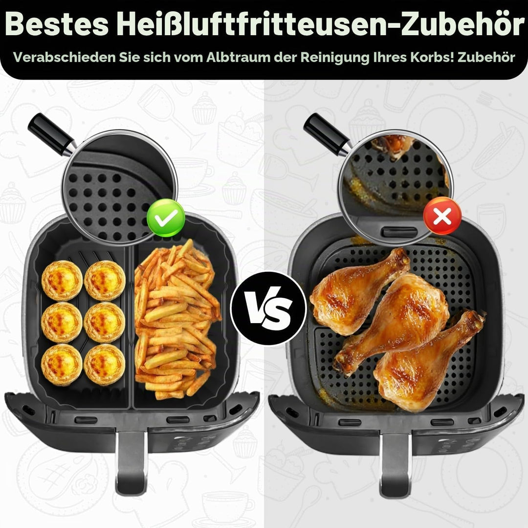 4 Stück Airfryer Silikonform für Heissluftfritteuse, Air Fryer Zubehör Wiederverwendba Silikon Einsa