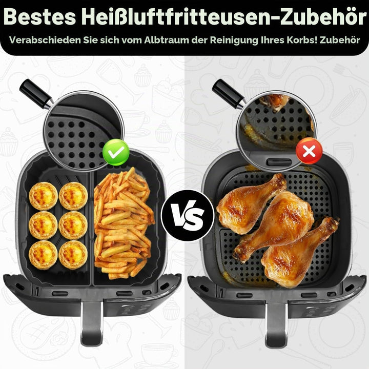 4 Stück Airfryer Silikonform für Heissluftfritteuse, Air Fryer Zubehör Wiederverwendba Silikon Einsa