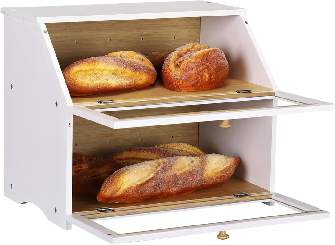 Leader Accessories Bambus Brotkasten 2 Etagen Brotbehälter lebensmittelecht Brotaufbewahrung pflegel